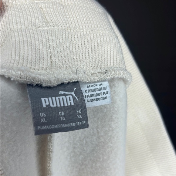 Puma Cream Sweatpants Comfortable Wide Leg Sweat Pants - Picture 3 of 4